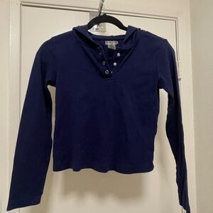 Eye Candy Navy Blue Long Sleeve Hoodie crop – Size Medium – Excellent Condition